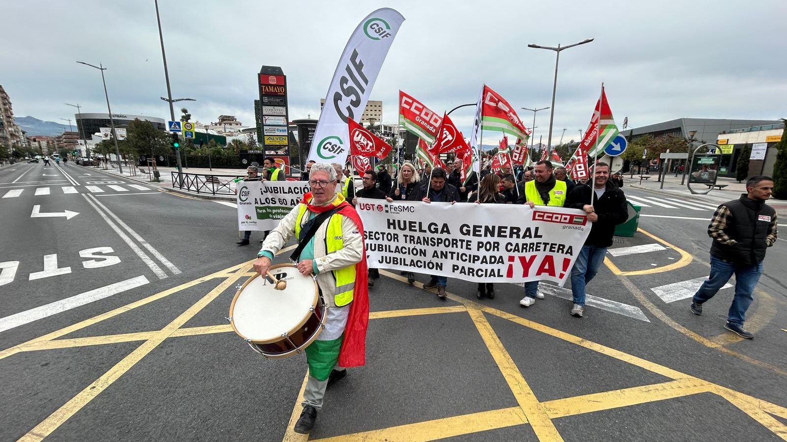 Inicio de la manifestación de los conductores, que ha transcurrido sin incidencias