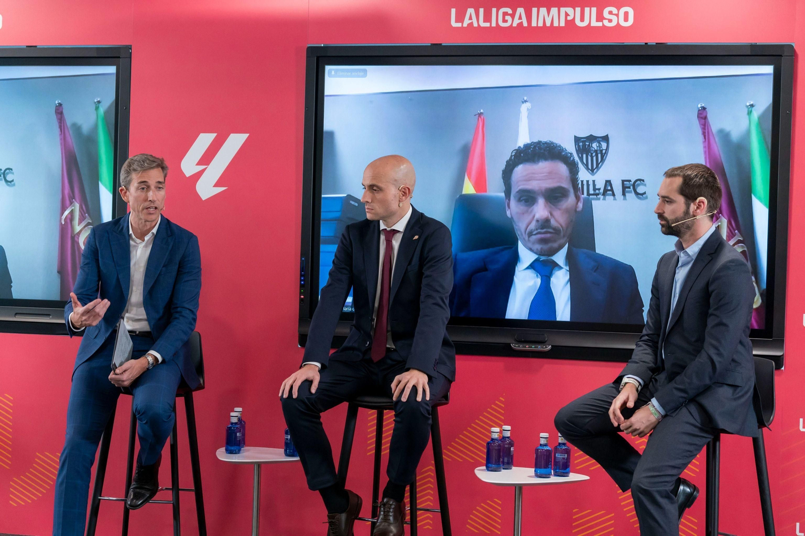 Del Nido Carrasco, en su charla telemática con Jaime Blanco (LaLiga), Alfonso Díaz (Mallorca) y David Guerra (Sporting).