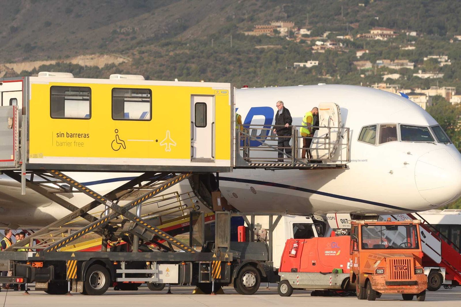 La llegada del primer vuelo de United Airlines a Málaga desde Nueva York.