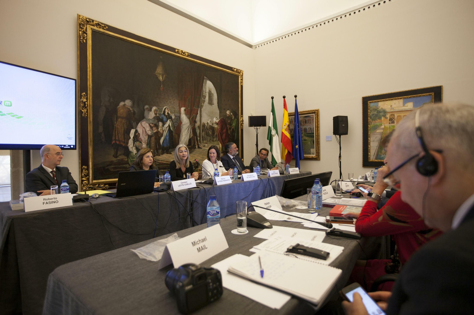 Presentación de la reunión de la Comisión de la Asamblea Parlamentaria del Consejo de Europa, este lunes, en Granada.