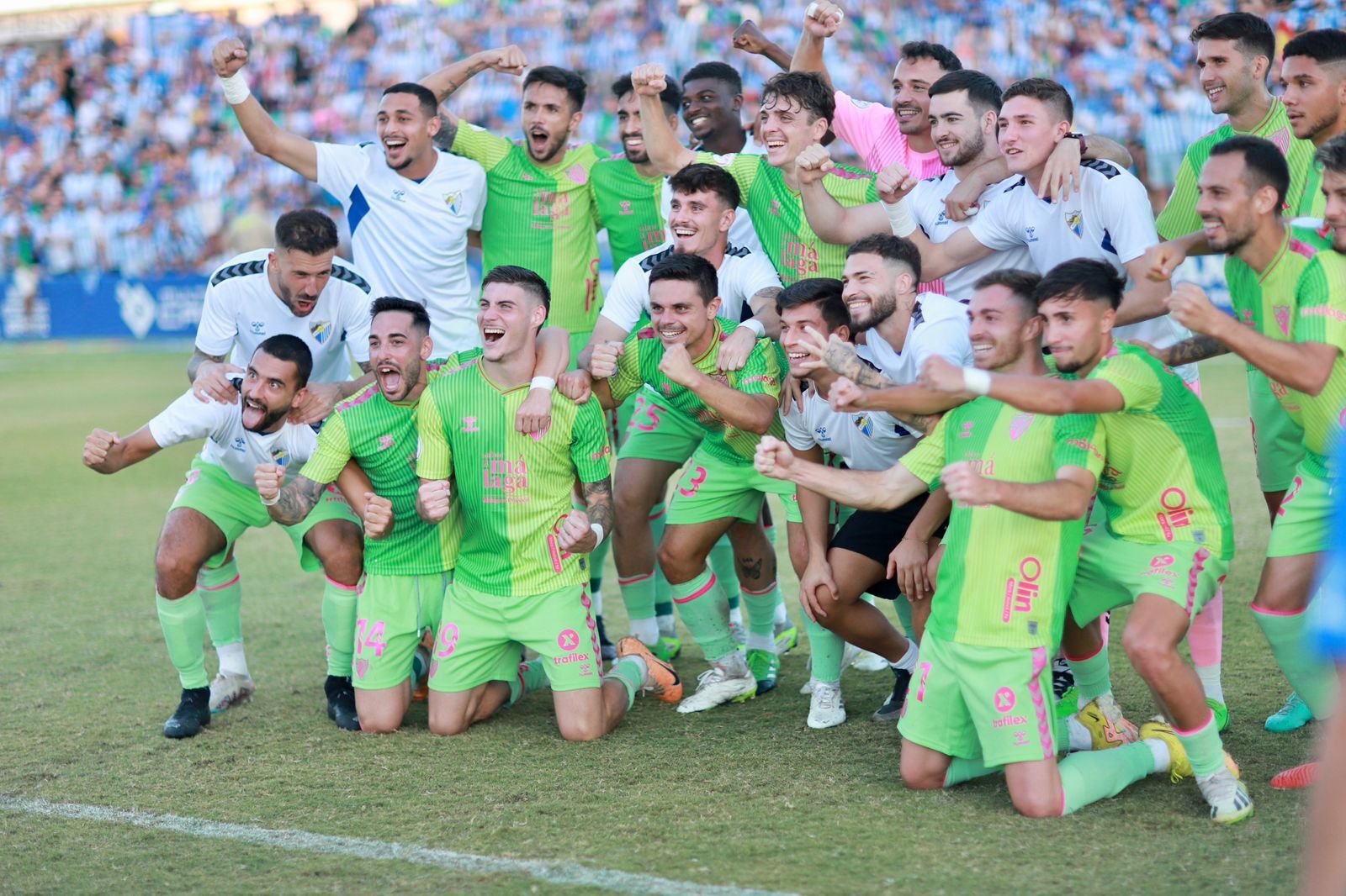 Así celebró el Málaga CF el triunfo en Linares
