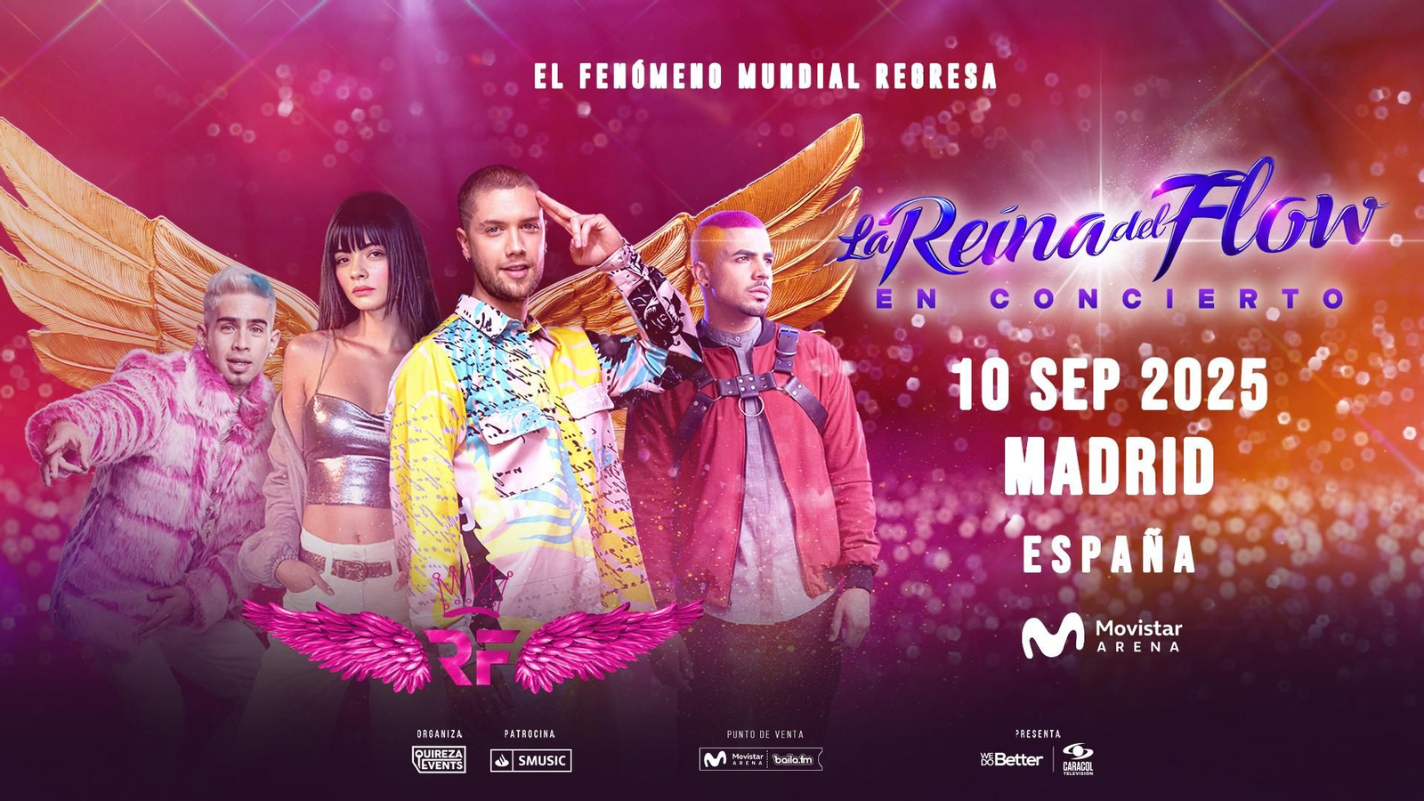 lmagen del cartel anunciador de la gira española de ‘La Reina del Flow’, con fechas en Madrid y A Coruña.