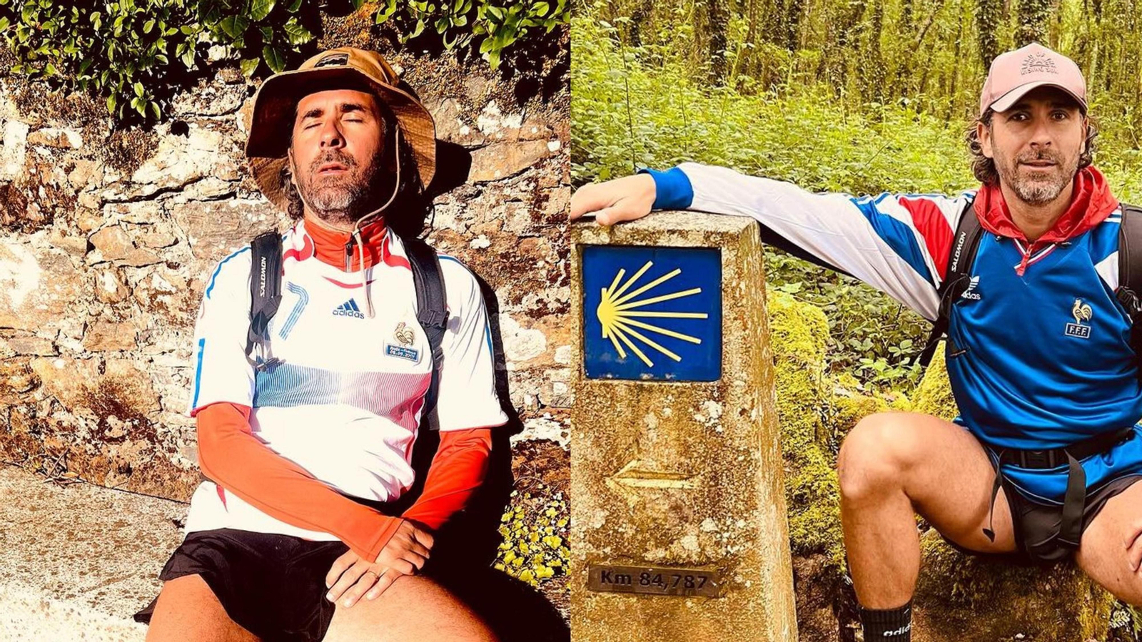 Escudé durante distintas etapas del Camino de Santiago