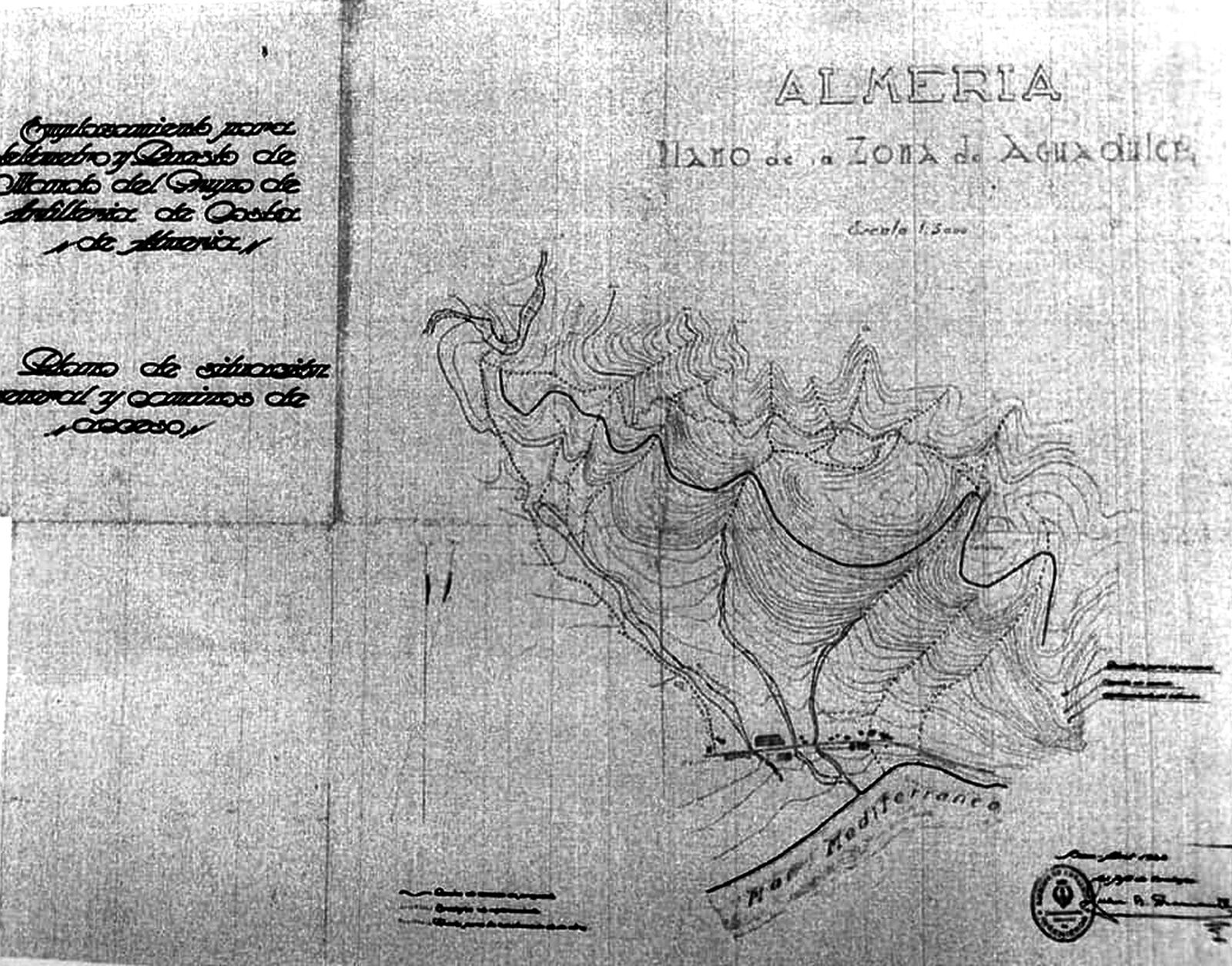 Plano de la ubicación de las defensas en la zona de Aguadulce