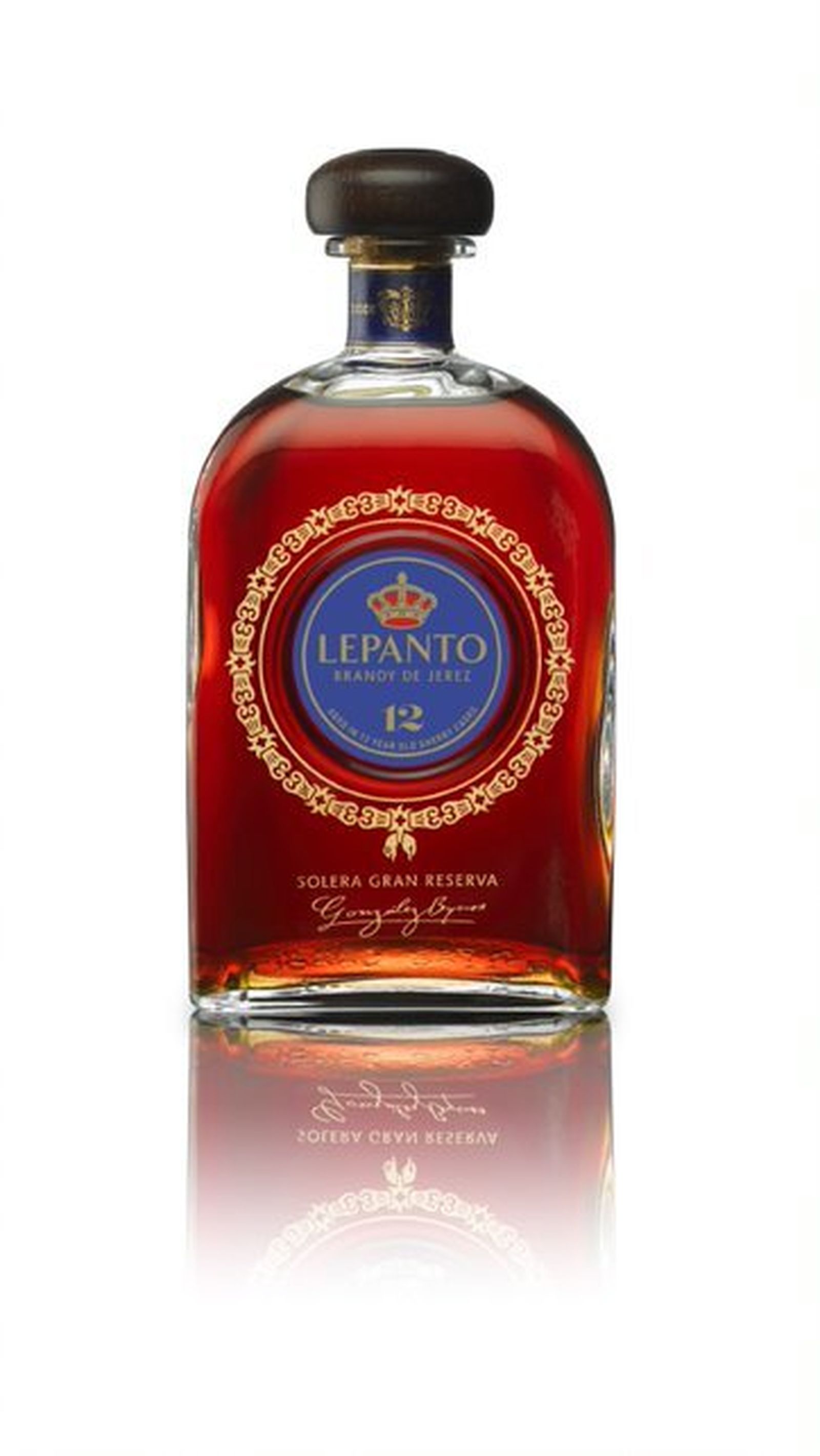 Botella de Brandy de Jerez Lepanto, de González Byass.