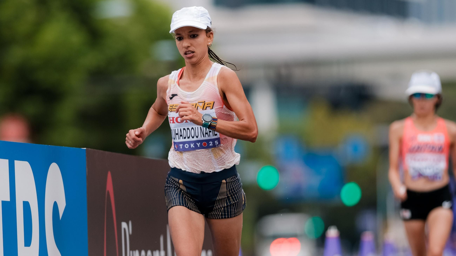 Fátima Ouhaddou, en un momento del Maratón en el Mundial de Tokio.