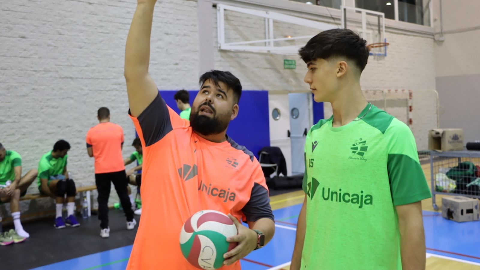 Pablo Ruiz y Dato, juntos en el último entrenamiento del equipo almeriense.