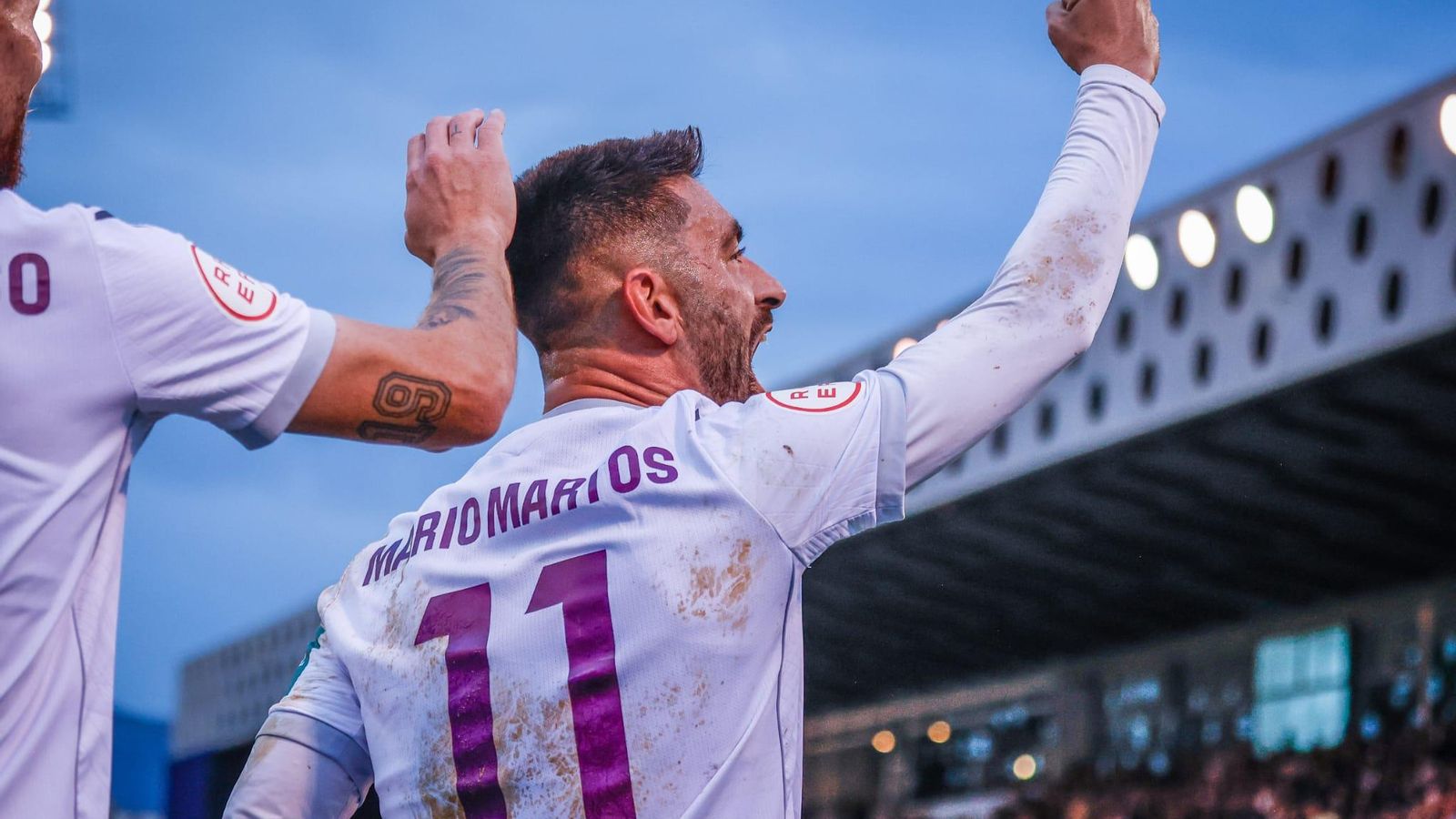 Mario Martos celebra un gol esta temporada.