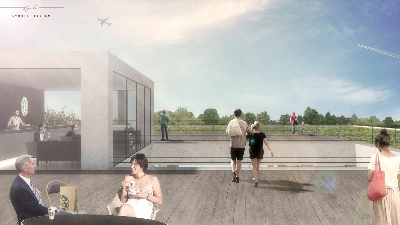 Recreación de una terraza del futuro aeropuerto de Huelva.