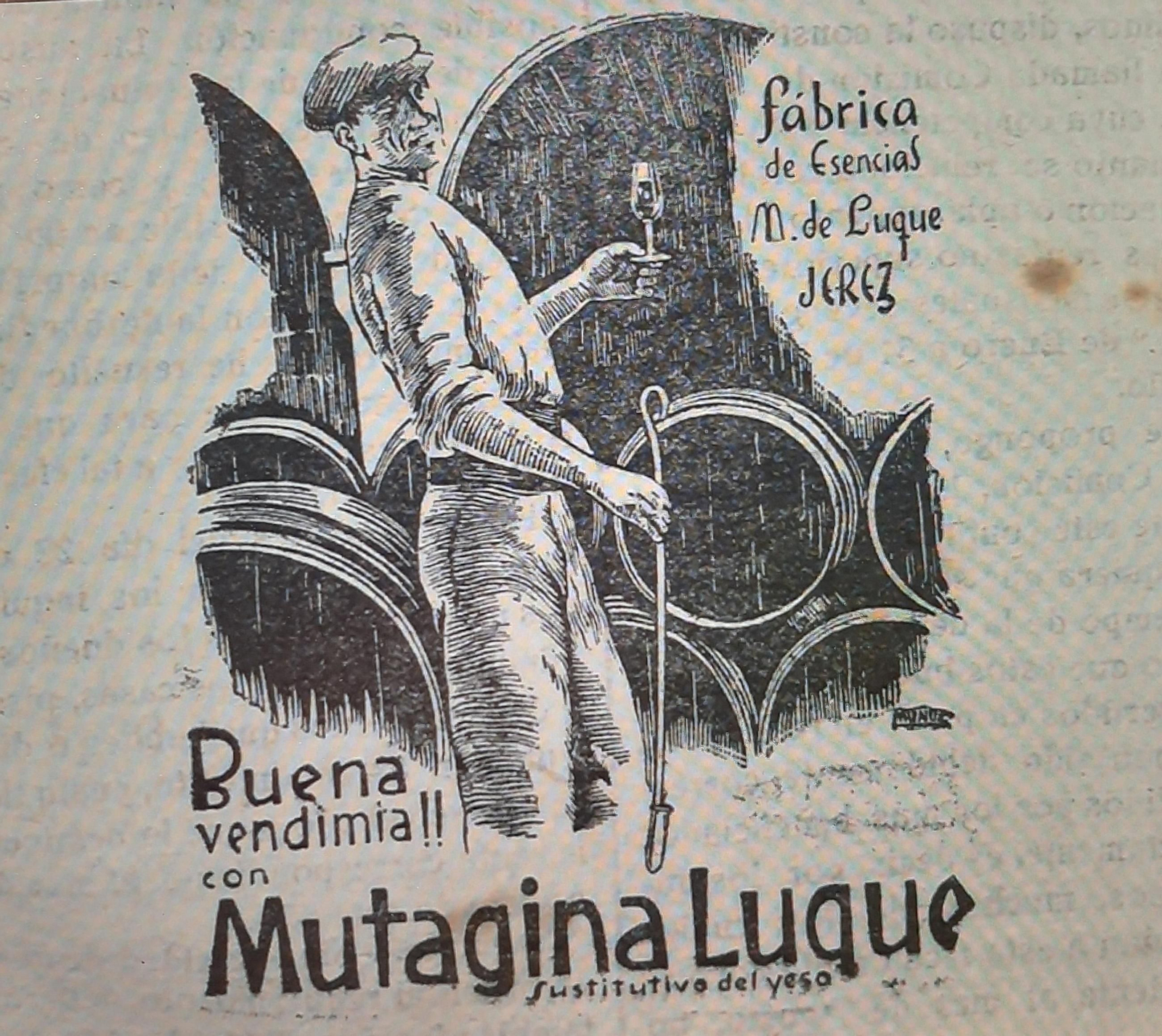 Dibujo de Muñoz Cebrián para el anuncio de Mutagina Luque.