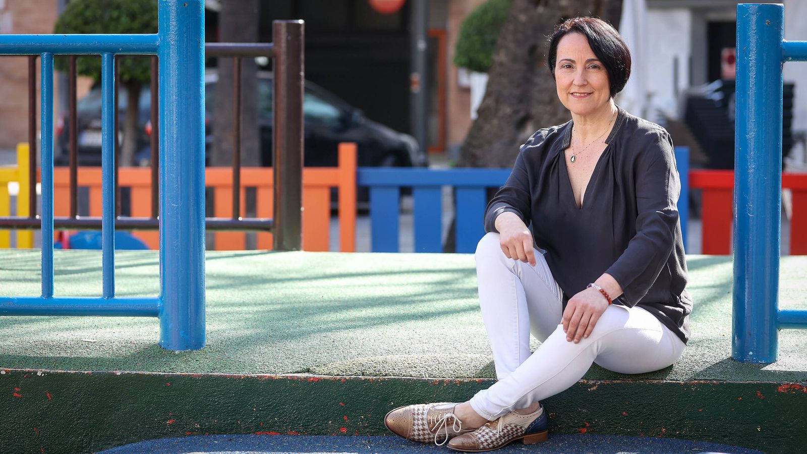 García, durante la entrevista en la plaza del Progreso.