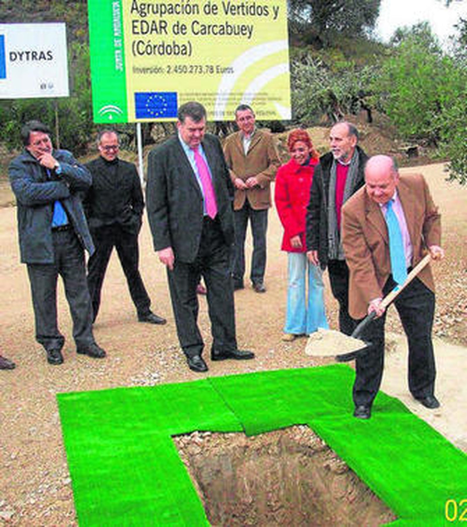 Juan Paniagua en el acto de la primera piedra de la depuradora.