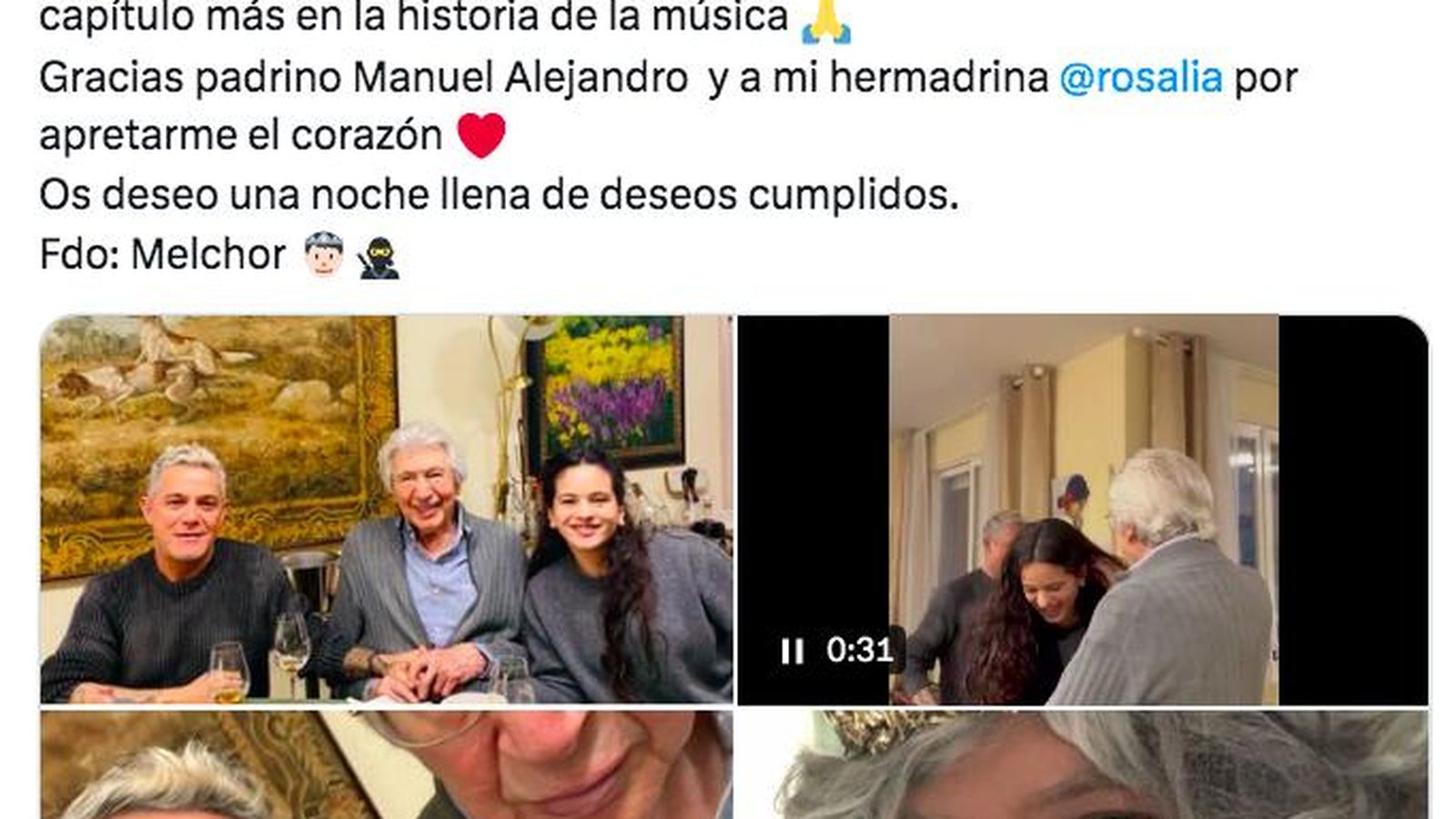 Twit publicado por el cantante y compositor Alejandro Sanz.