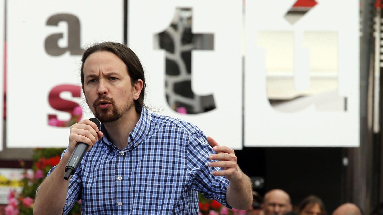 El líder de Unidas Podemos, Pablo Iglesias, durante un mitin celebrado ayer en Las Palmas de Gran Canaria.