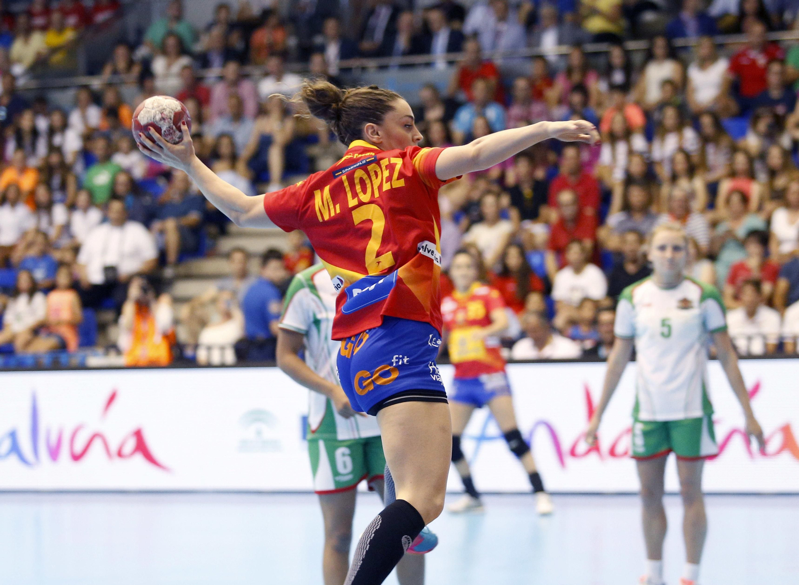 Marta López, en un partido frente a Bulgaria.
