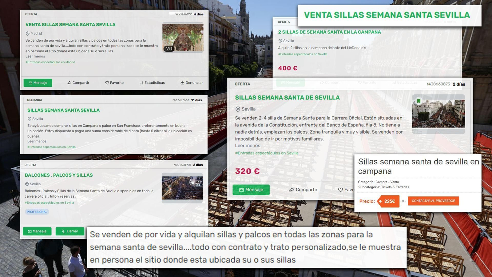 Anuncias de oferta y demanda de sillas en la carrera oficial