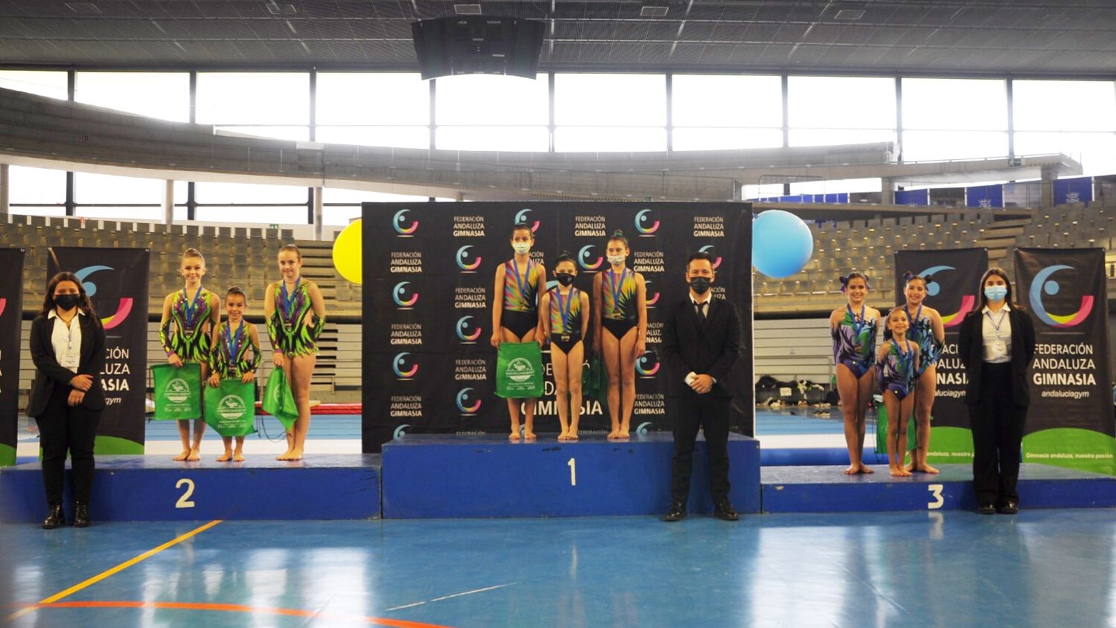 Lilia Sánchez, Mar Horrillo y Cayetana Vega, primeras en categoría alevín base tríos.