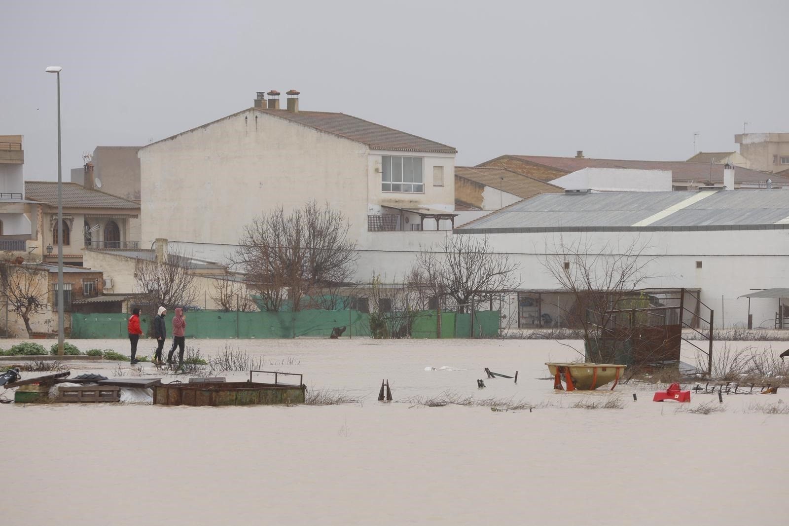 Campos inundados en Granada durante el enjambre de borrascas