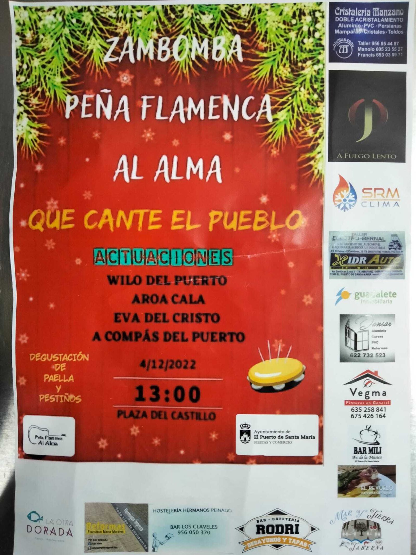 El cartel anunciador de la zambomba en La Plaza del Castillo.