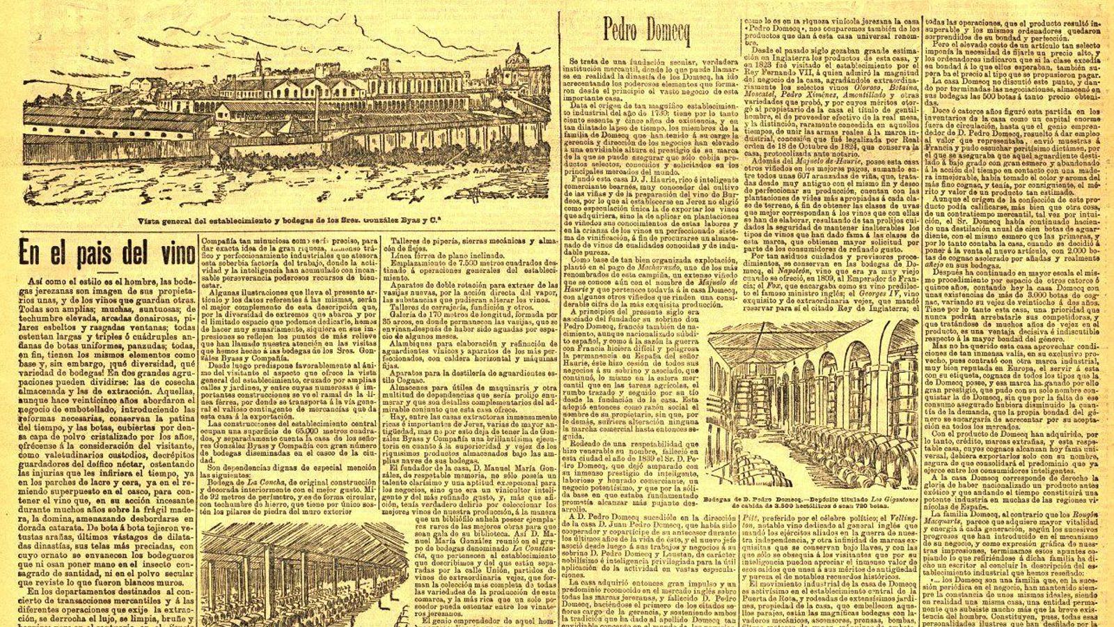 Las bodegas jerezanas en el Heraldo de Madrid, 1895.