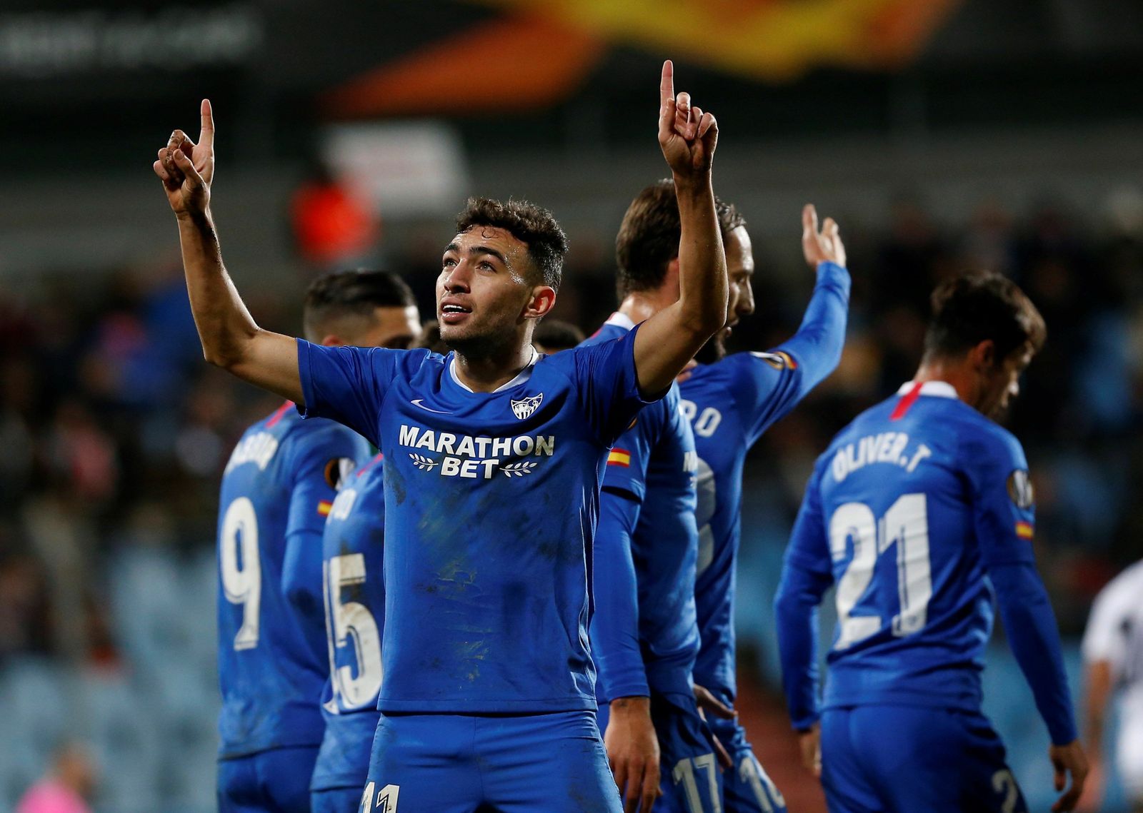 Munir celebra uno de sus tres goles.