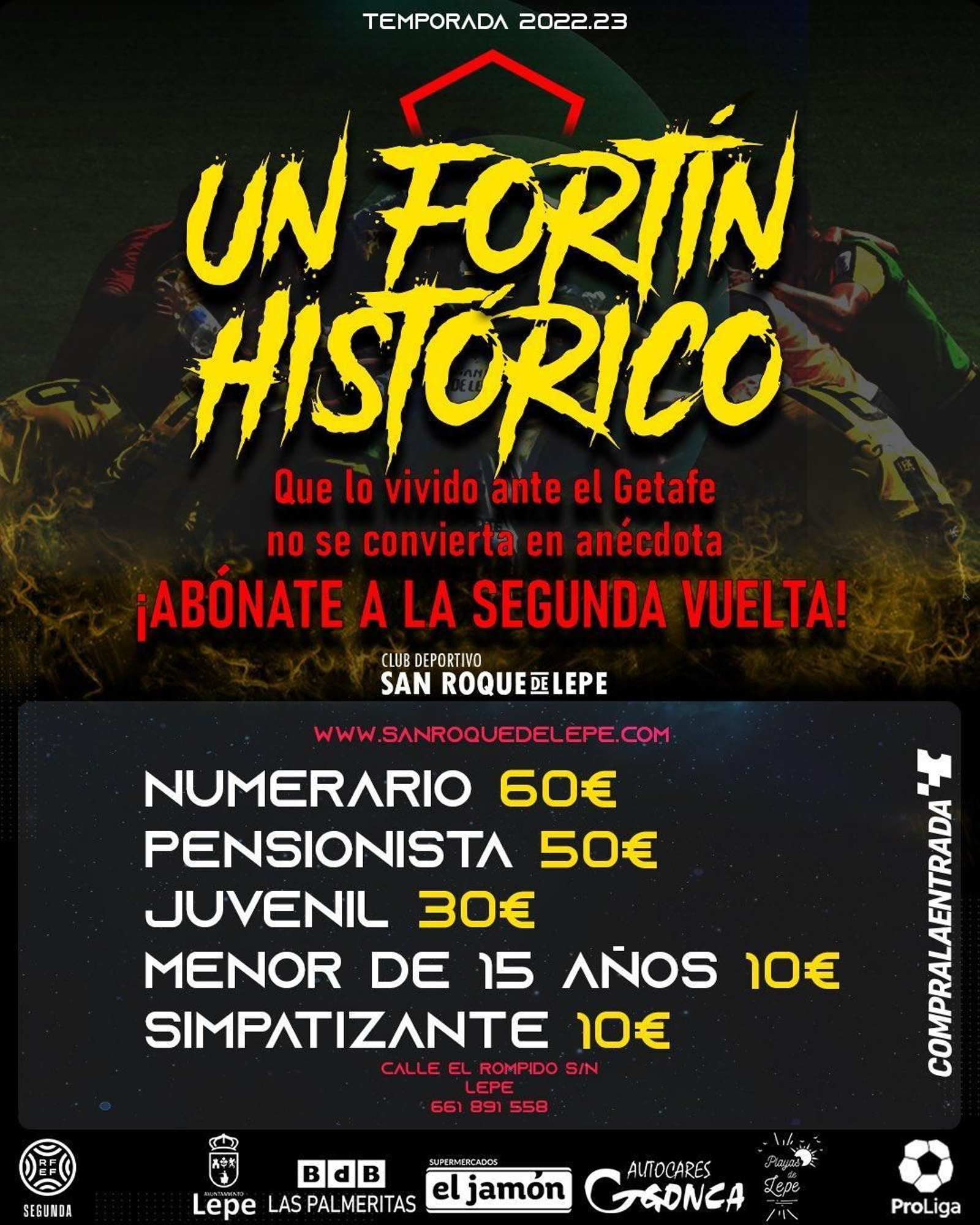 Cartel campaña abonados de la segunda vuelta del San Roque.