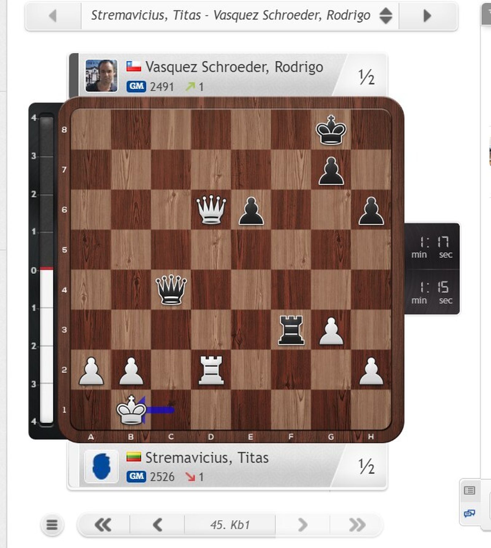 Una imagen de la partida que decidió el título para Rodrigo Vasquez.