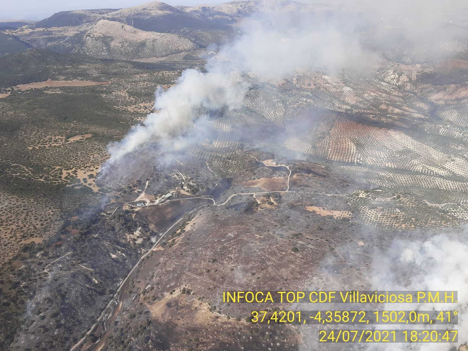 Imagen del incendio tomada por el Infoca.
