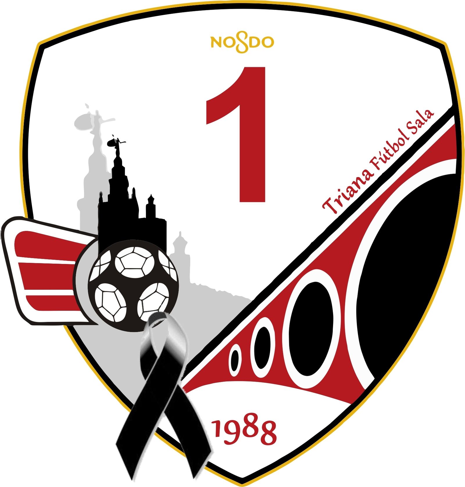 El escudo, con el número 1 del portero en señal de homenaje.