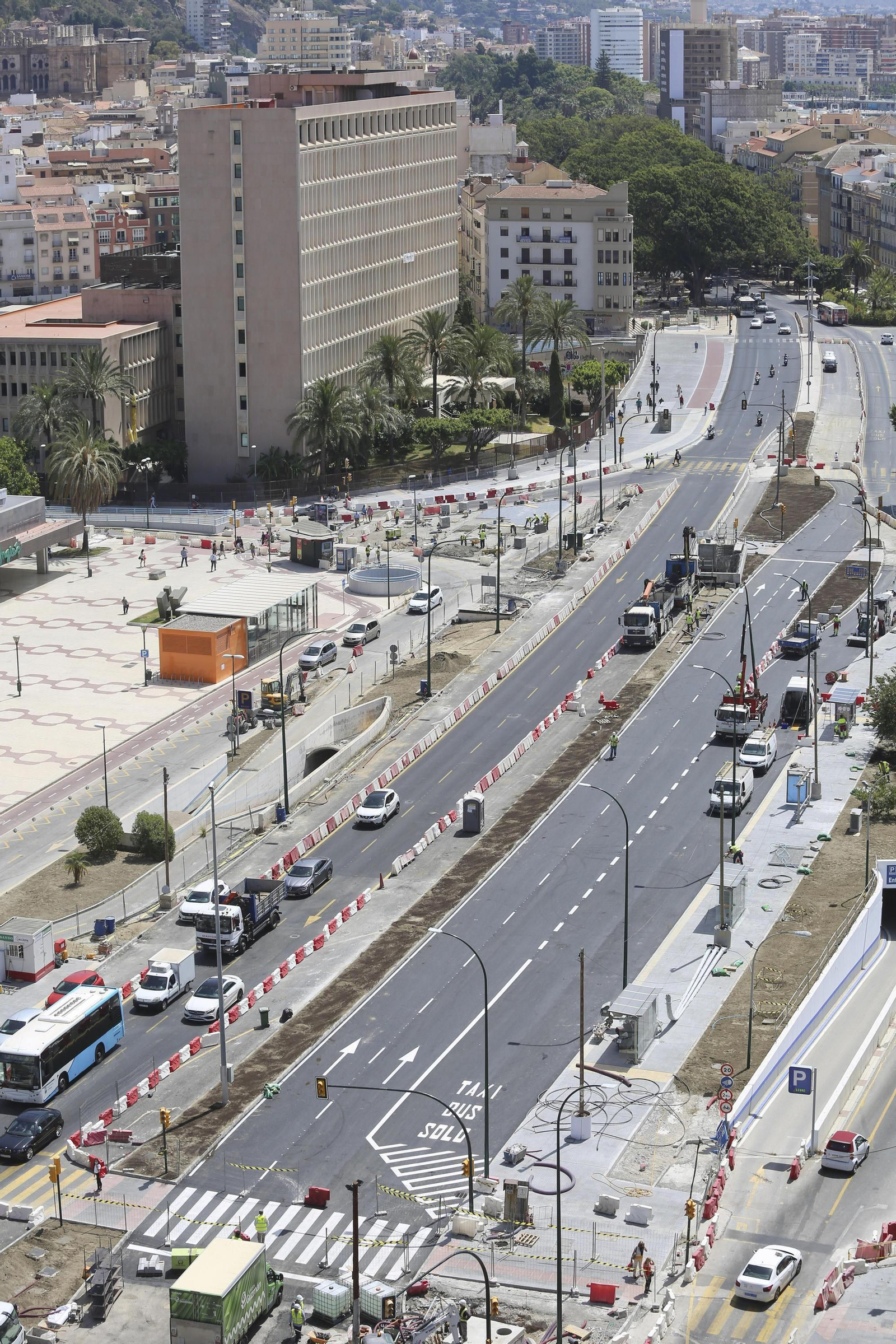Fotos de la reurbanización del Metro de Málaga, a vista de pájaro.
