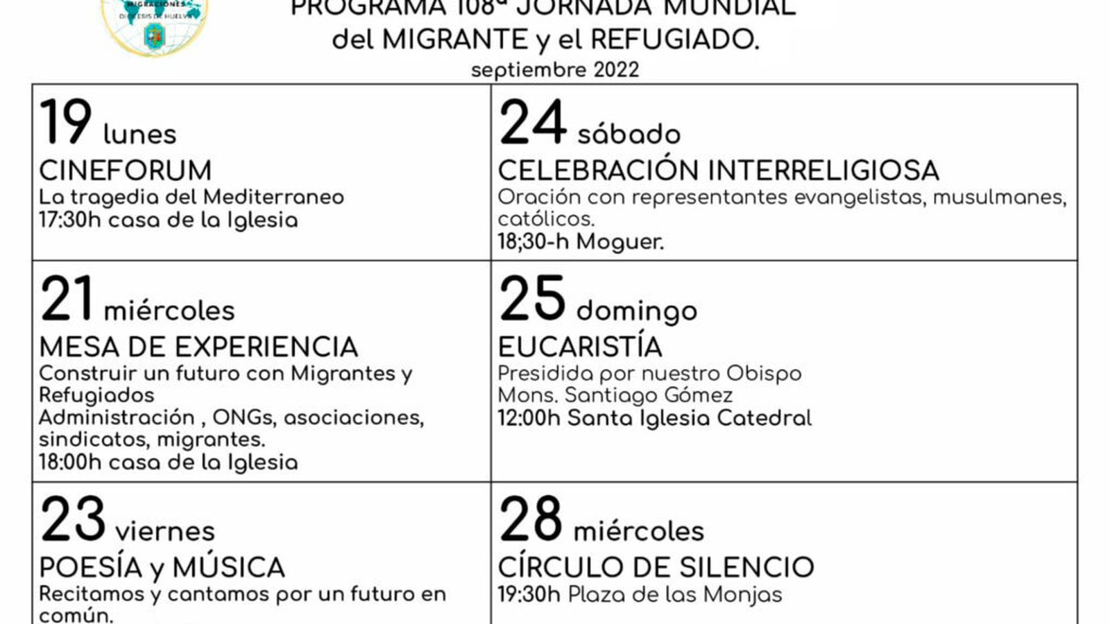 Programación de la Jornada del Migrante