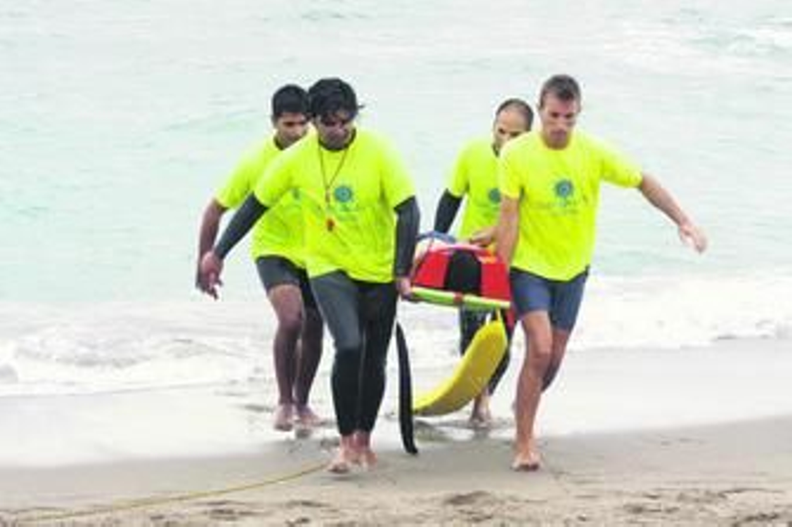 Uno de los momentos del simulacro de rescate por parte de los socorristas
