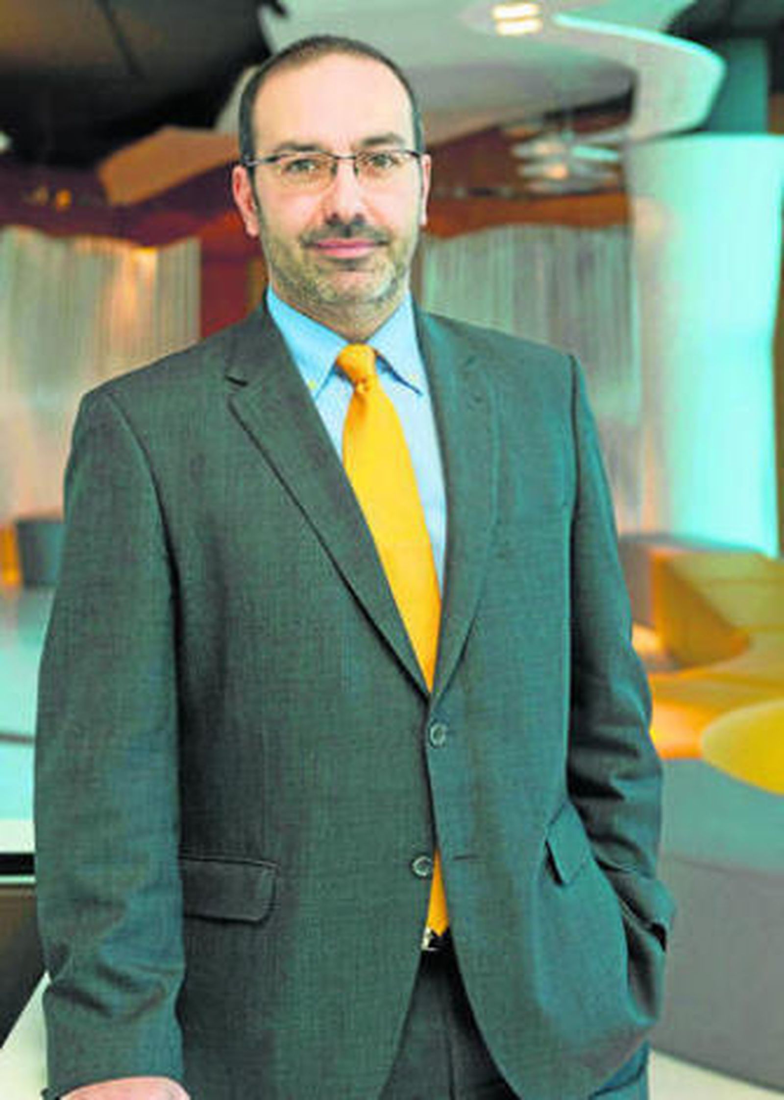 Álex Mestre, de Abertis Telecom, en la feria barcelonesa.