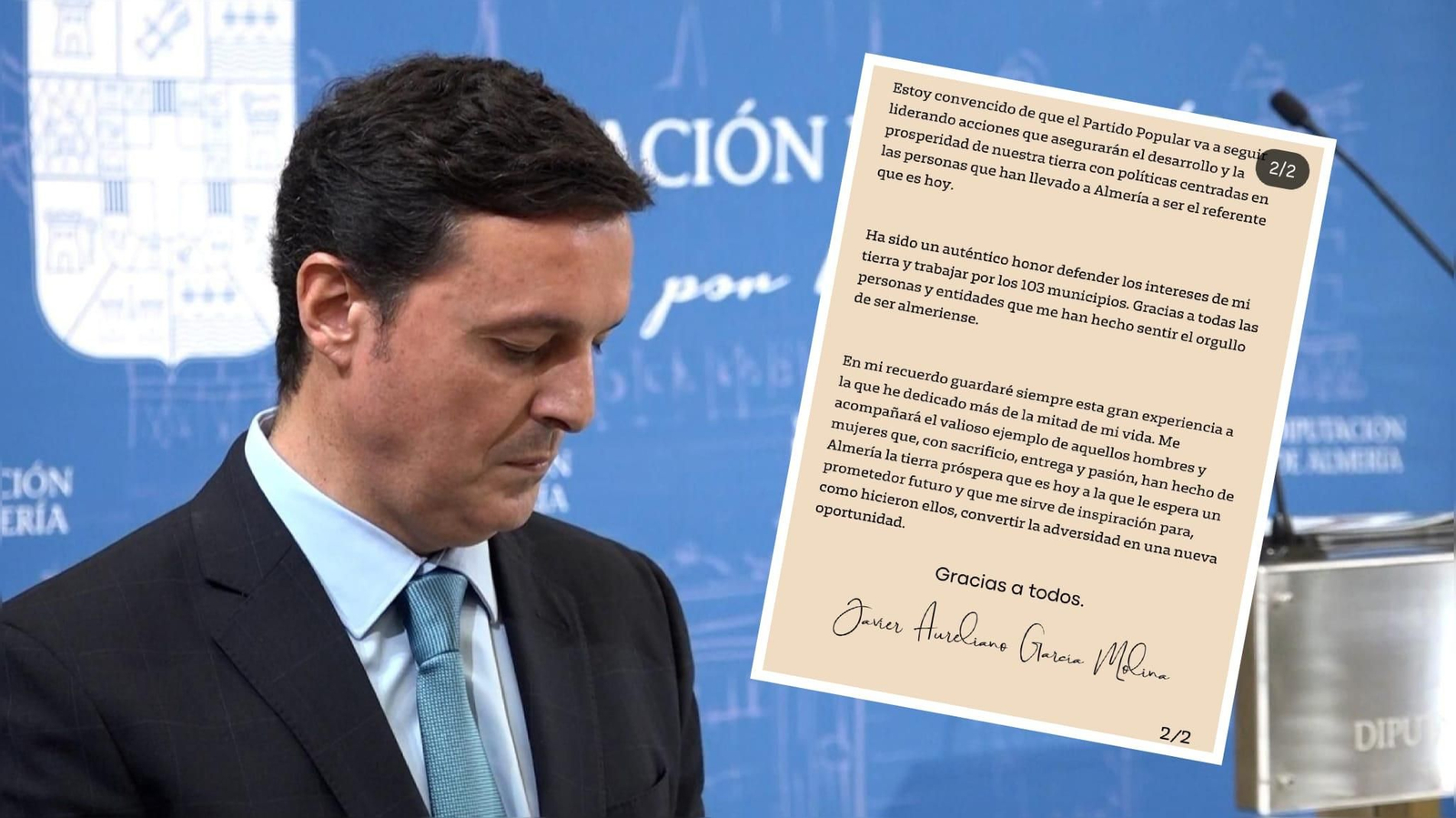 Javier Aureliano García y su carta de despedida.