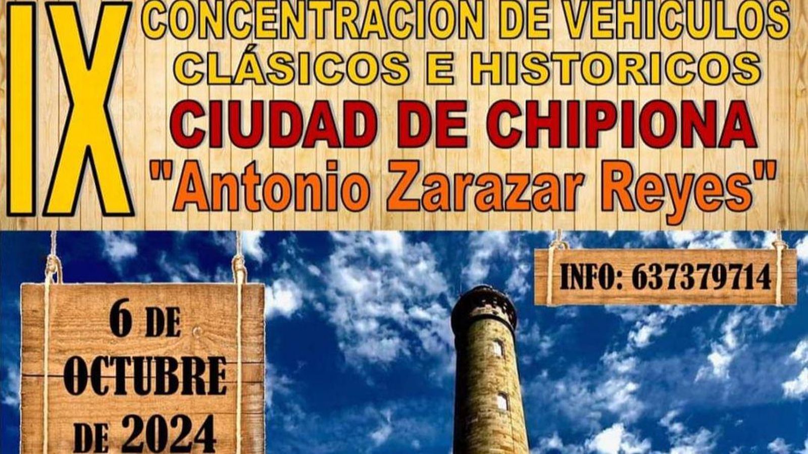 Cartel IX edición de la concentración de coches clásicos e históricos Ciudad de Chipiona