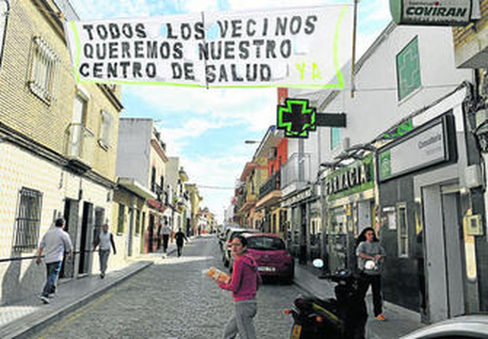 Un cartel reivindicativo a la altura del Consultorio de Valdezorras.