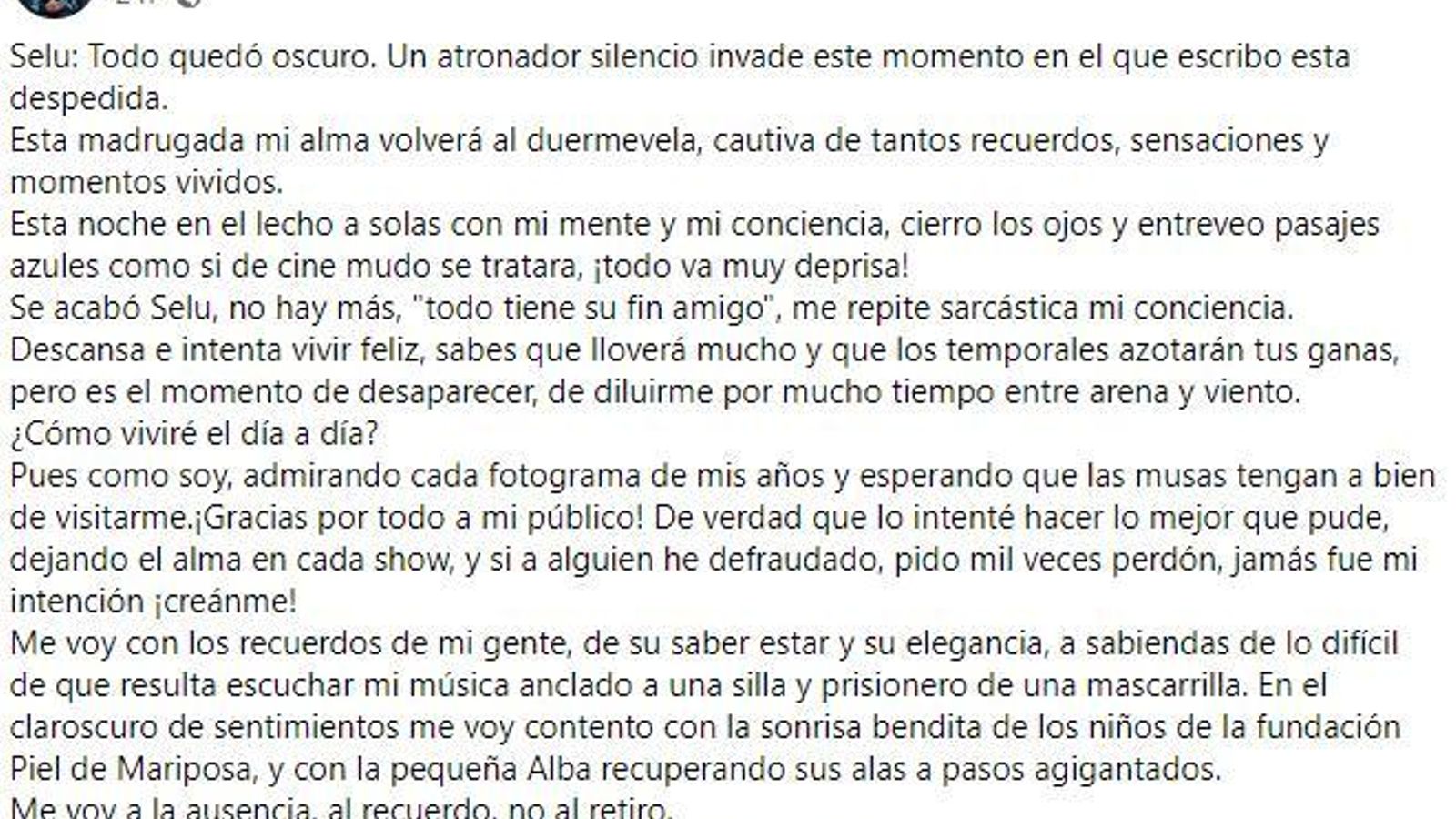 La despedida de El Barrio en facebook