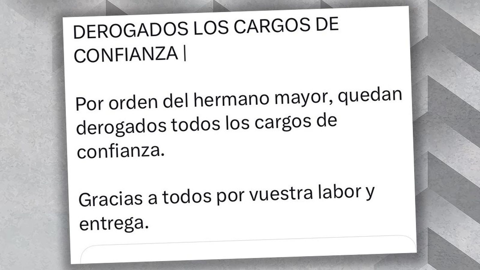 Ejemplo de un comunicado general sobre un asunto particular.
