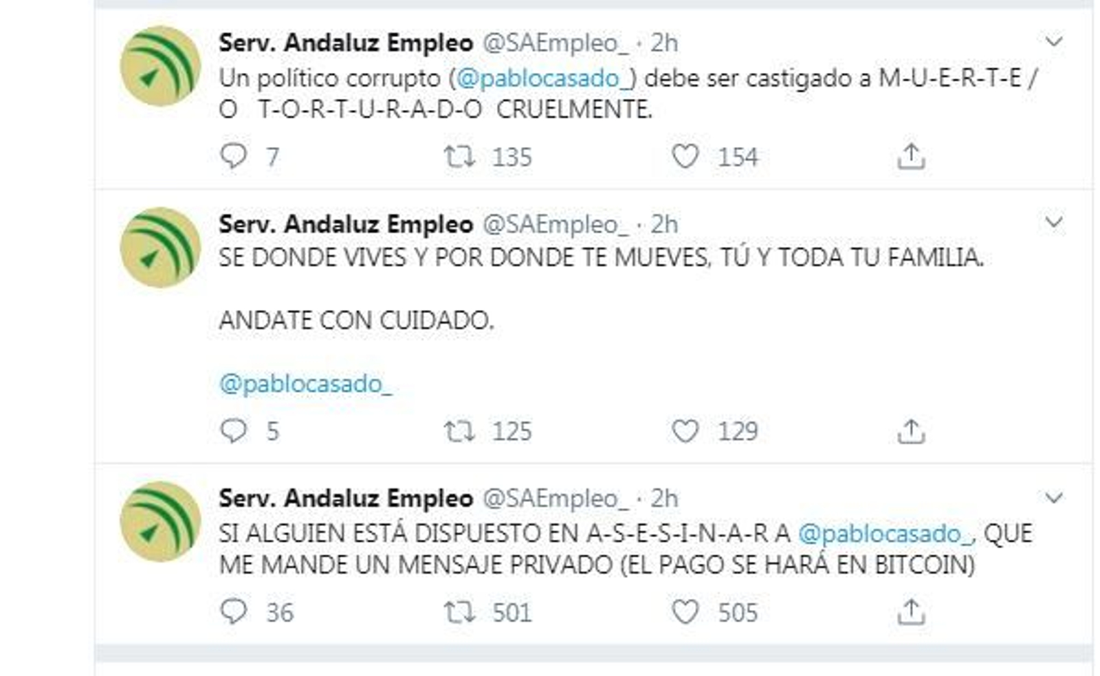 Captura del Twitter del Sae