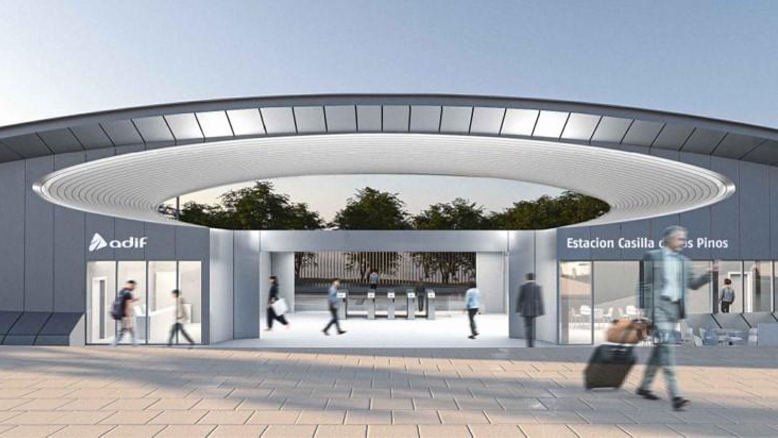 Recreación de la nueva estación de Cercanías de Casilla de los Pinos en Dos Hermanas.