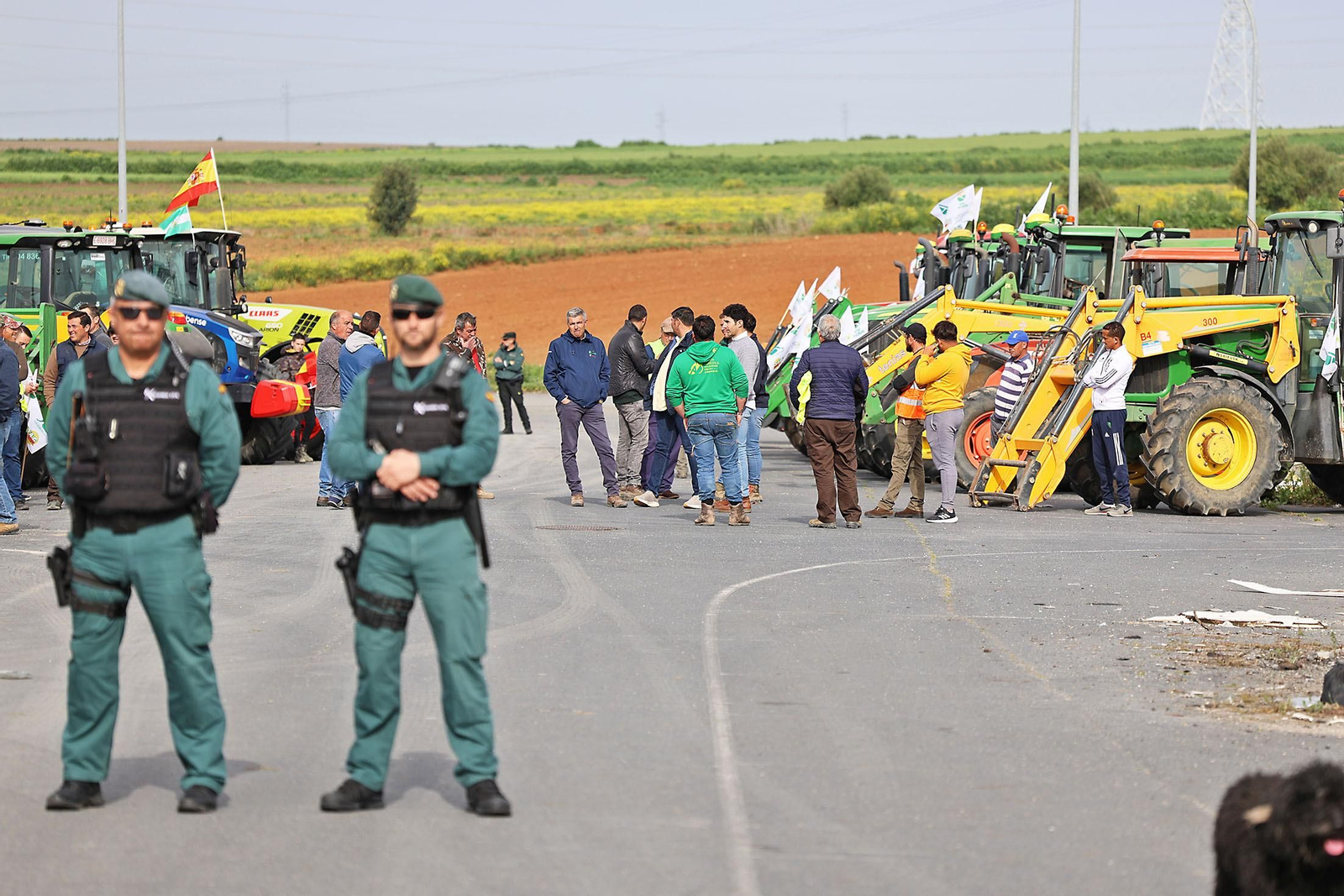 Imágenes de la multitudinaria tractorada de los agricultores en Huelva