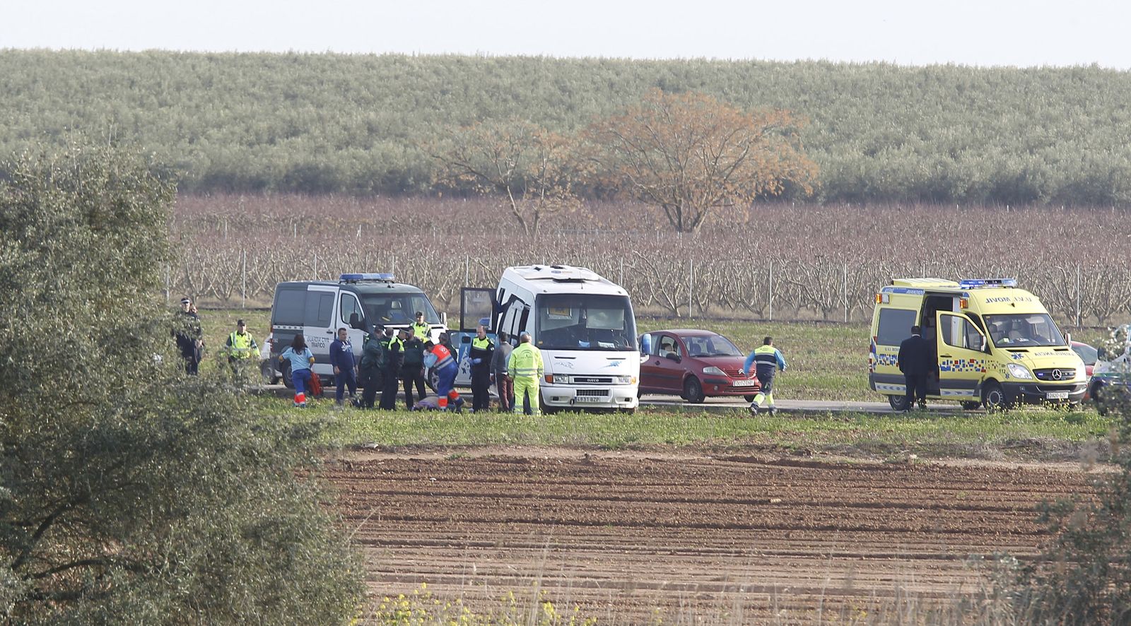 El accidente del autobús escolar, en imágenes