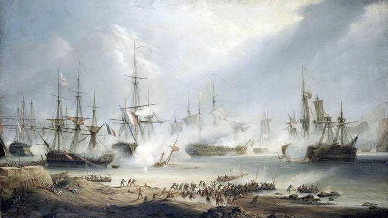 Batalla Naval de Algeciras de 1801. Óleo de Alfred Morel-Fatio (siglo XIX).