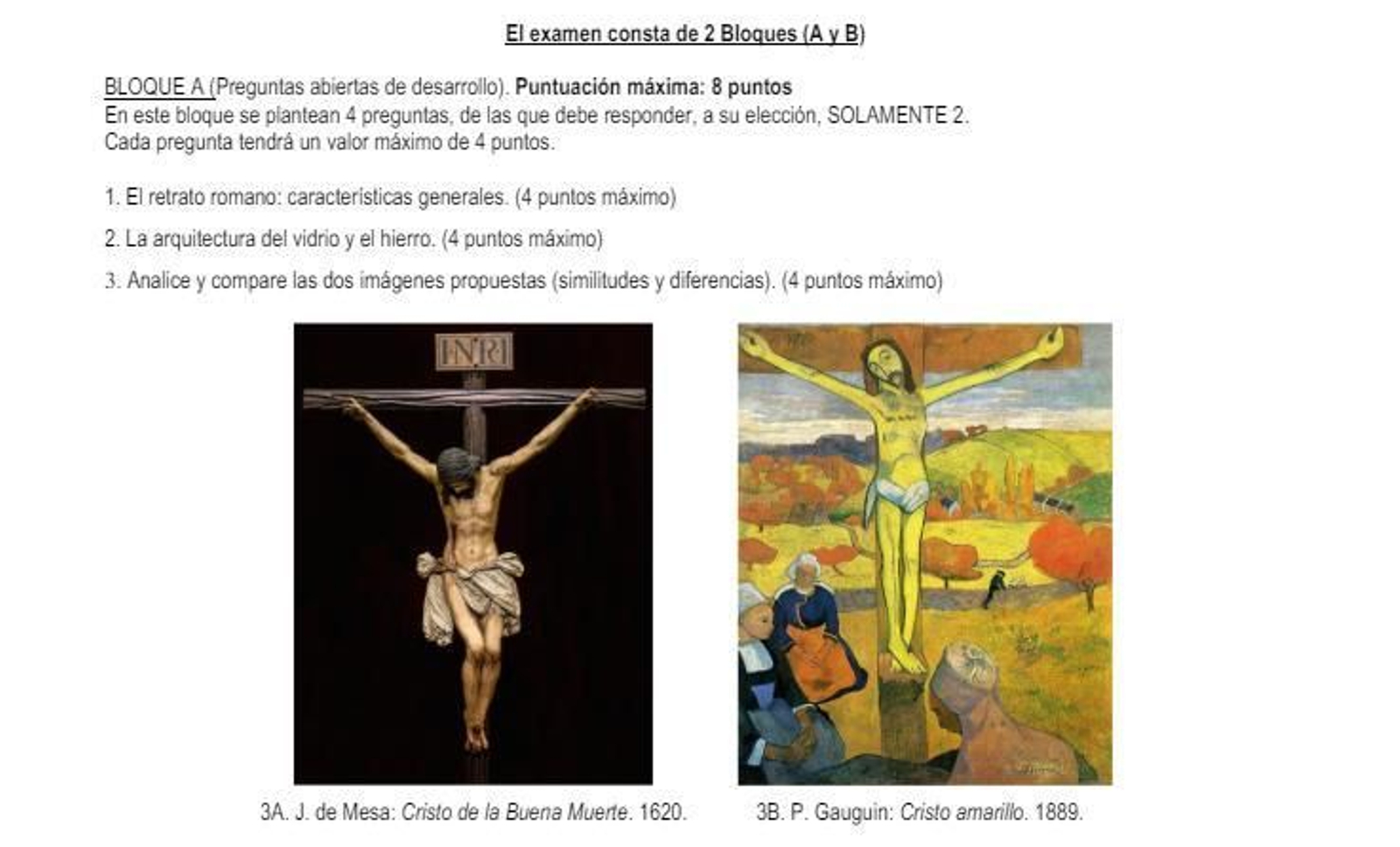 El Cristo de la Buena Muerte de los Estudiantes, pregunta de examen en Selectividad El Cristo de la Buena Muerte de los Estudiantes, pregunta de examen en Selectividad