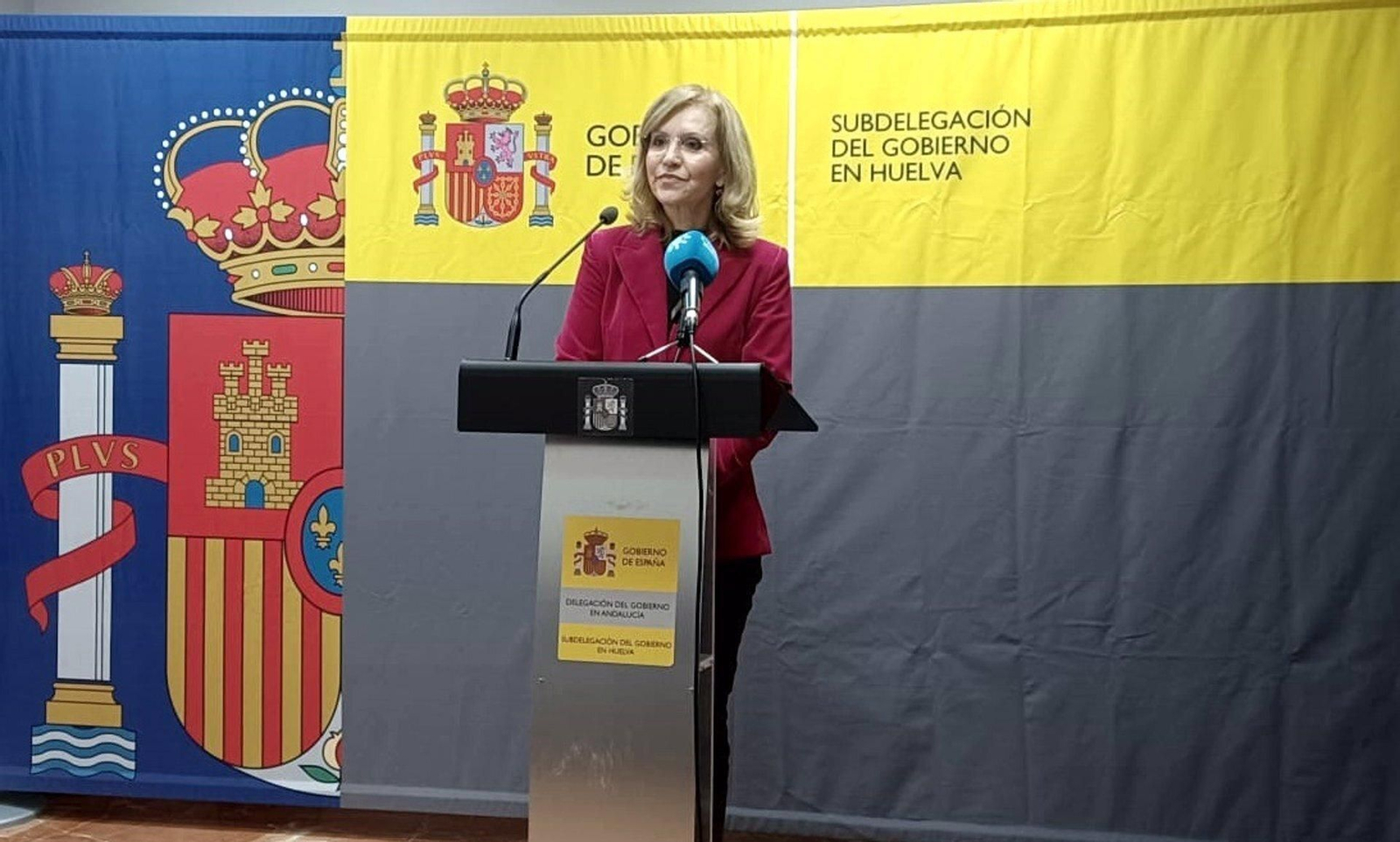 La subdelegada del Gobierno en Huelva, Manuela Parralo, en rueda de prensa