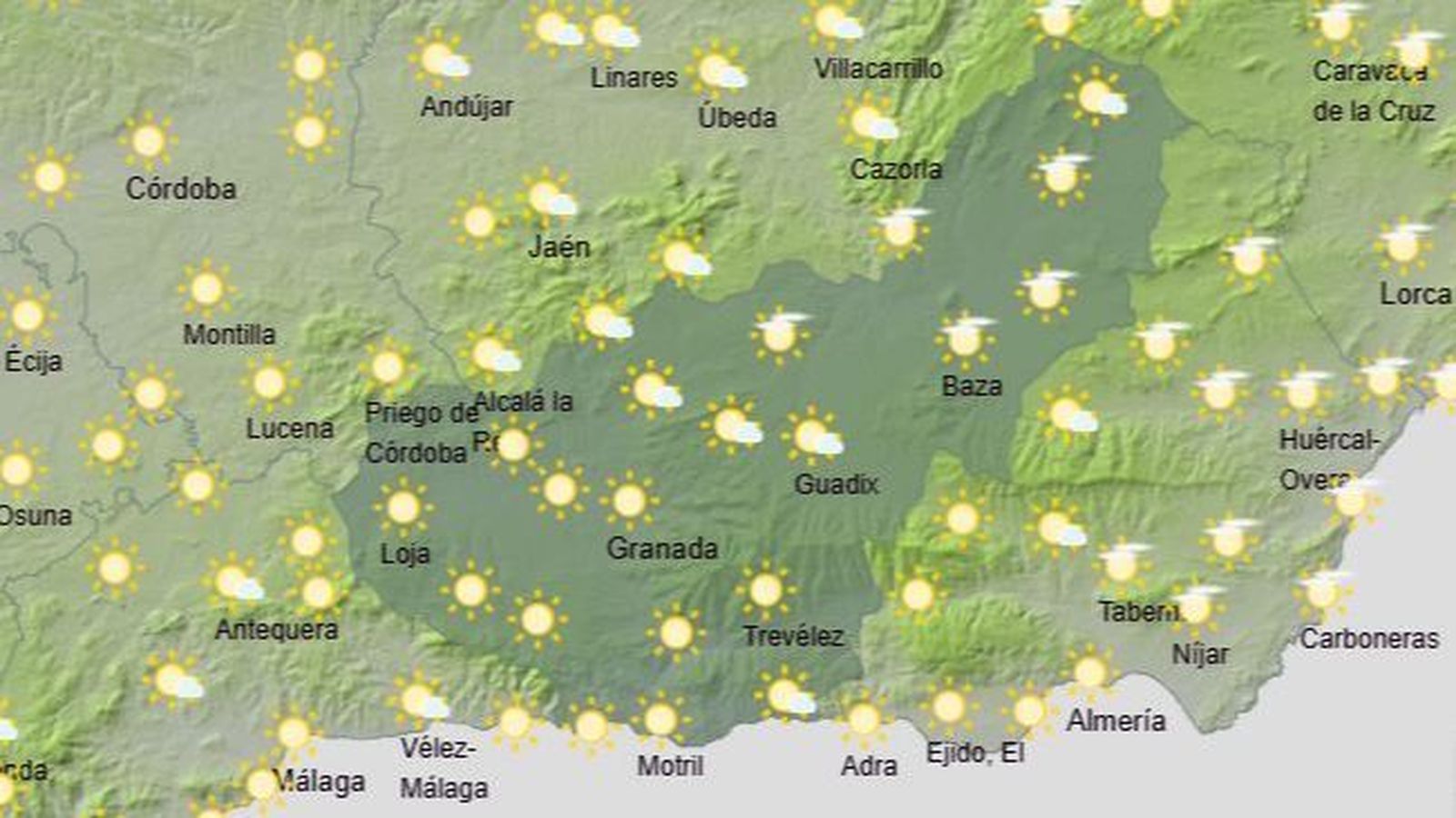 El Tiempo en Granada el segundo fin de semana de diciembre