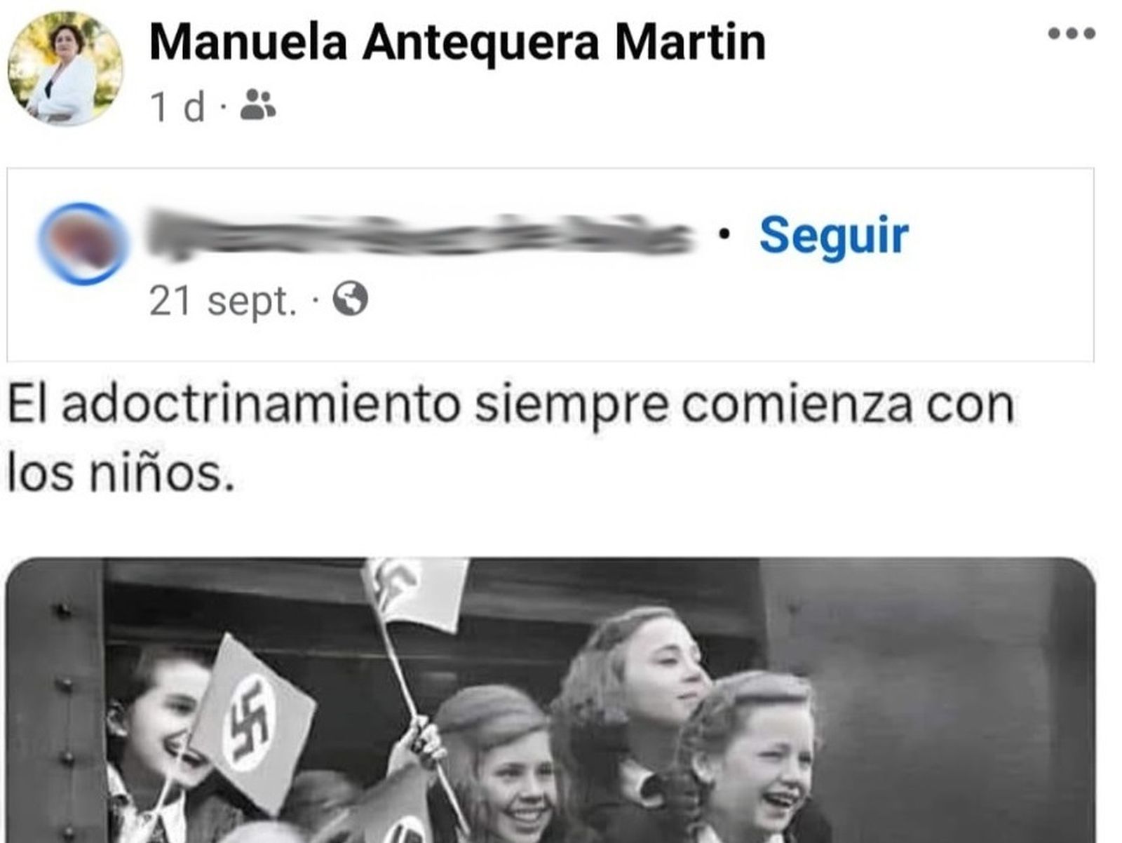 Publicación de la edil Manuela Antequera Martín en Facebook.
