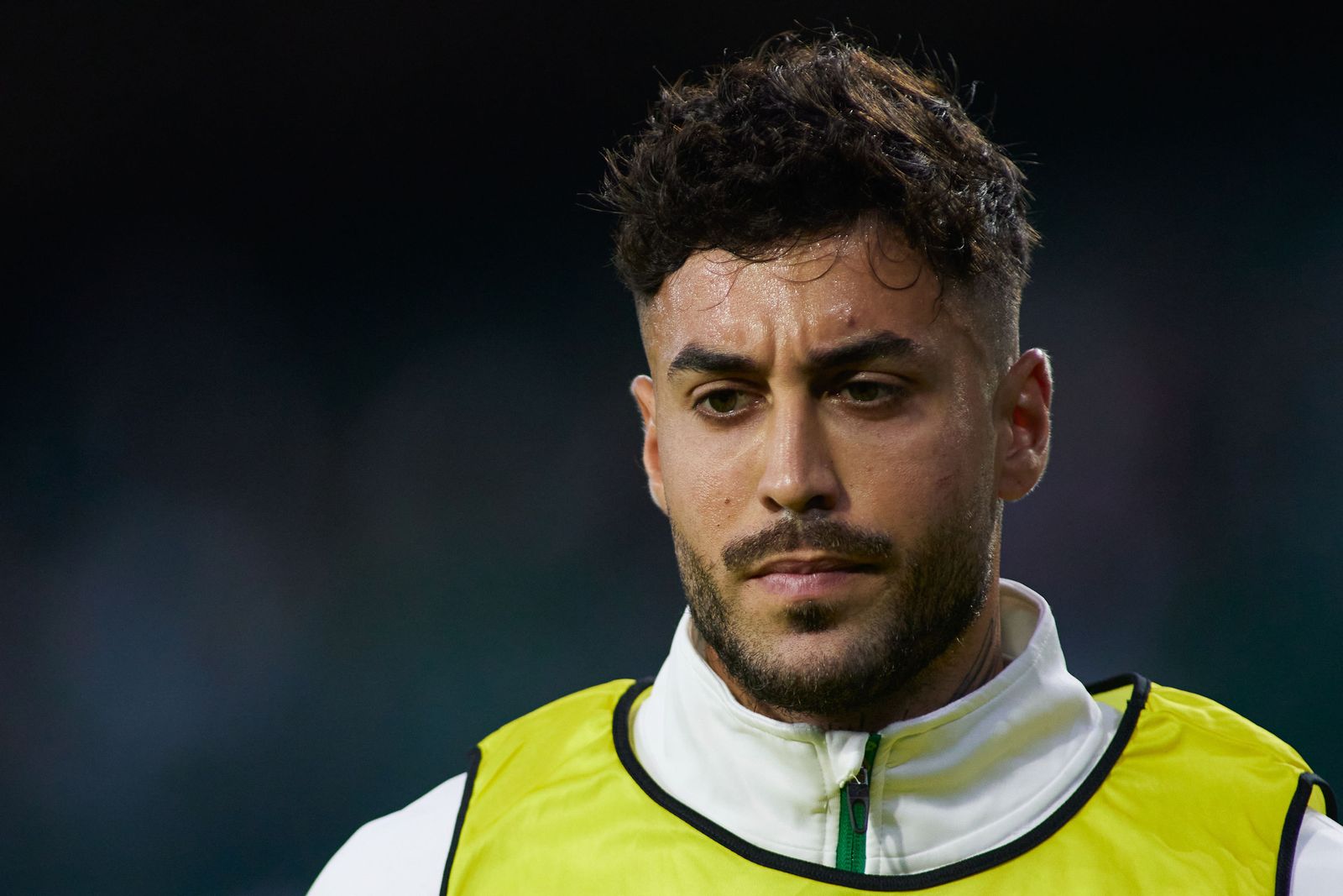 Camarasa, durante el calentamiento en el partido amistoso frente a la Atalanta.