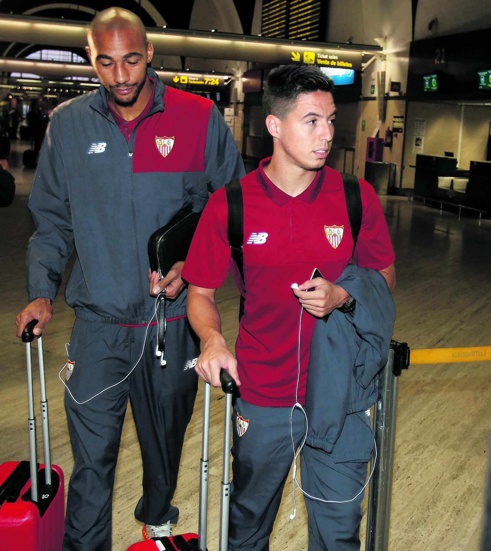 N'Zonzi y Nasri, en el aeropuerto de San Pablo.