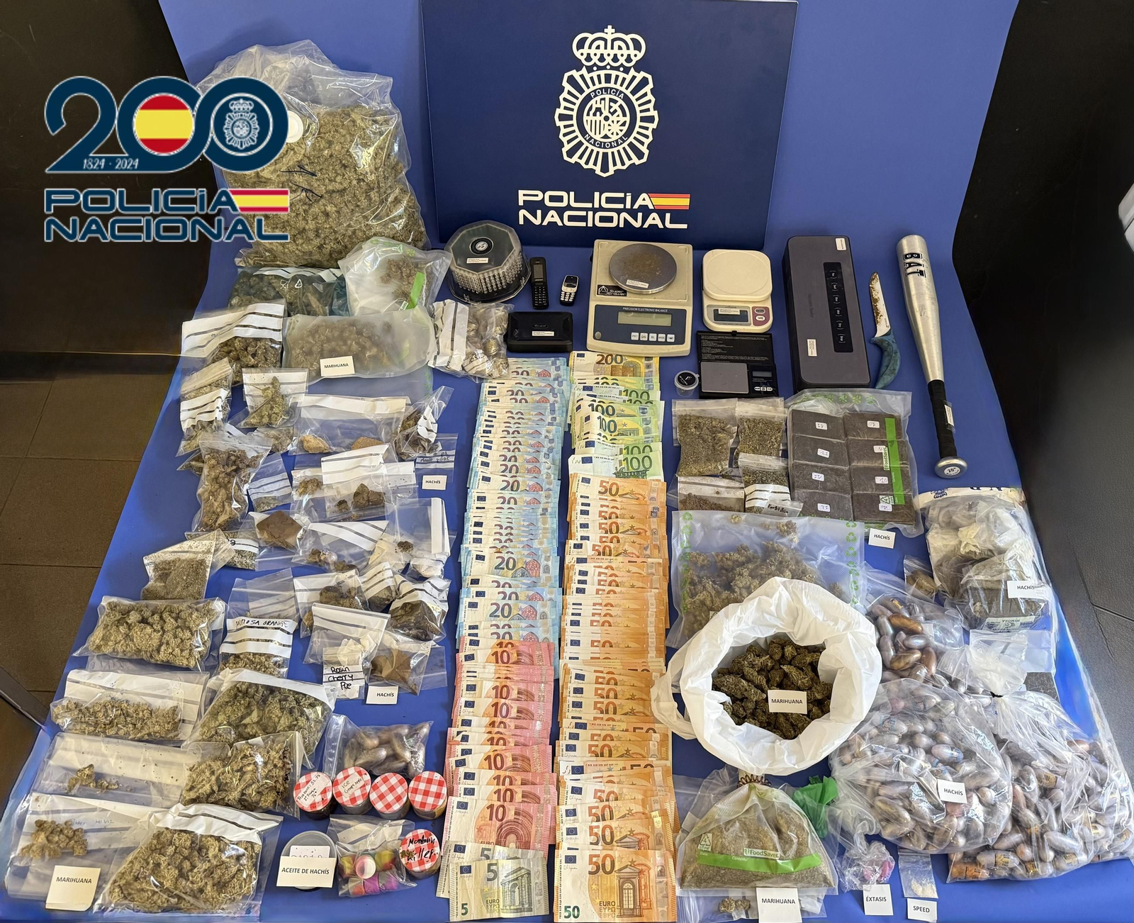 Material incautado por la Policía Nacional en Córdoba.